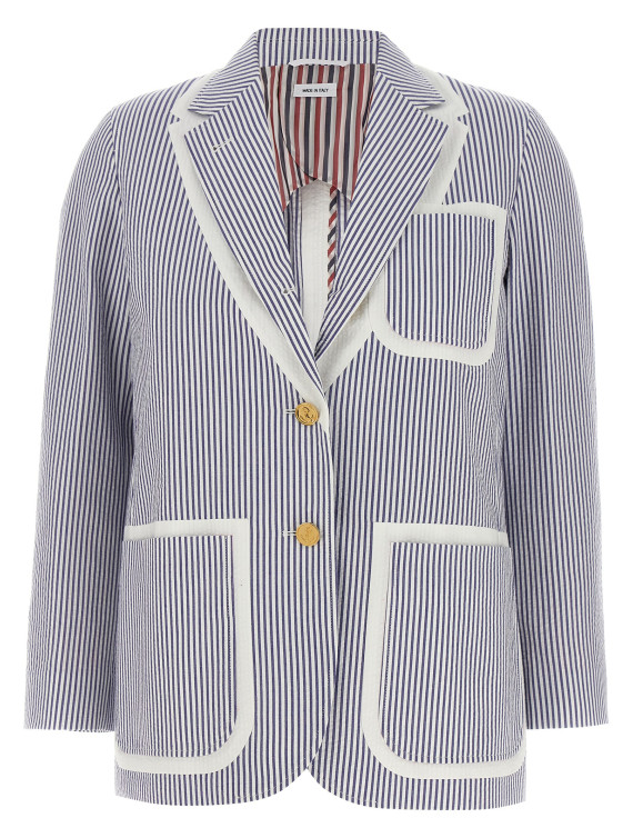 Single-breasted seersucker blazer #1