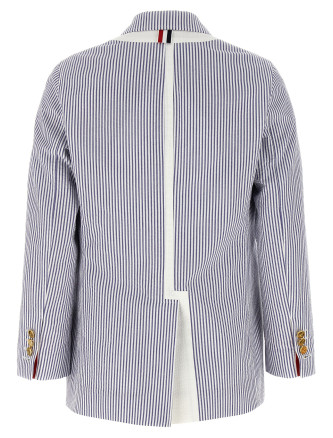 Single-breasted seersucker blazer #