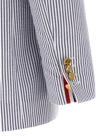 Single-breasted seersucker blazer #