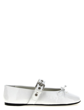 Buckle and bow ballet flats