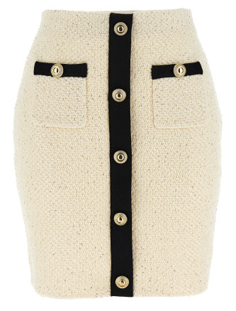'Cream Sequin Knit Mini' skirt