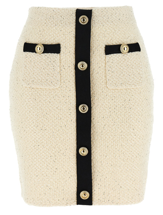 'Cream Sequin Knit Mini' skirt #1