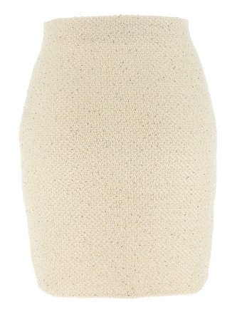 'Cream Sequin Knit Mini' skirt #