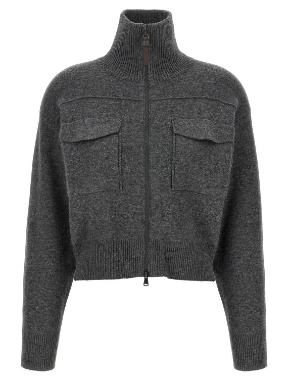 'Shiny Zipper Pull' Wool cardigan #1