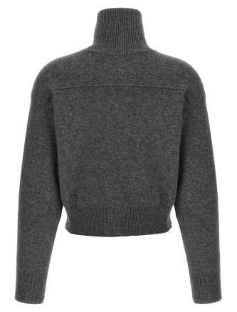 'Shiny Zipper Pull' Wool cardigan #