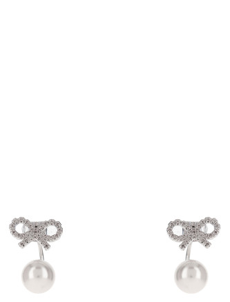 'Crystal Bow Pearl Jacket' earrings