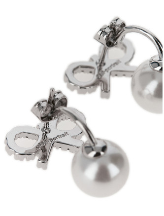 'Crystal Bow Pearl Jacket' earrings #