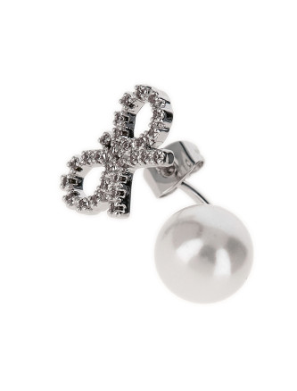 'Crystal Bow Pearl Jacket' earrings #