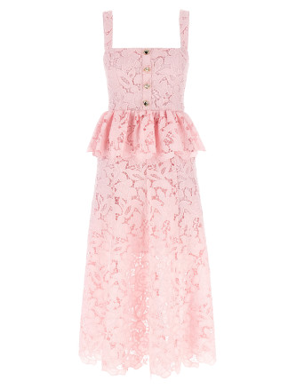 'Pink Lace Peplum Midi' dress