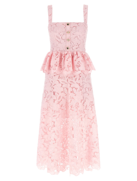 'Pink Lace Peplum Midi' dress #1