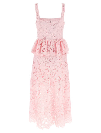 'Pink Lace Peplum Midi' dress #
