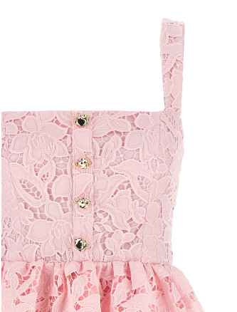 'Pink Lace Peplum Midi' dress #