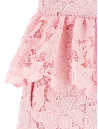'Pink Lace Peplum Midi' dress #