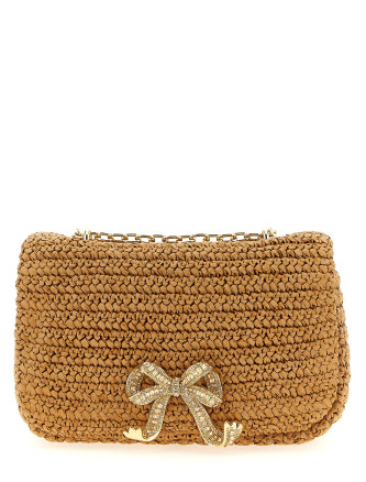 'Raffia bow charm' shoulder bag