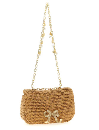 'Raffia bow charm' shoulder bag #