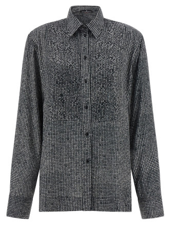 Rhinestone plastron shirt