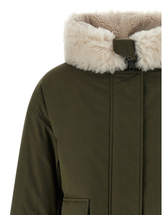Merino Shearling hooded parka #