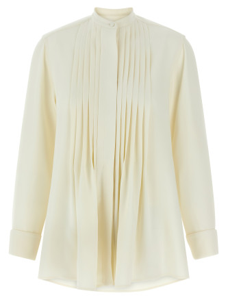 Pleated plastron shirt