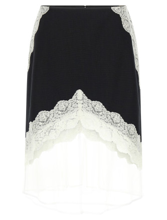 Organza lace wool skirt