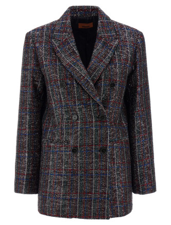 Sequin tartan blazer