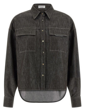 Lamé denim shirt