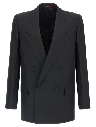 Double-breasted technical Panama blazer