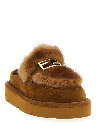 Suede and fur sabots #
