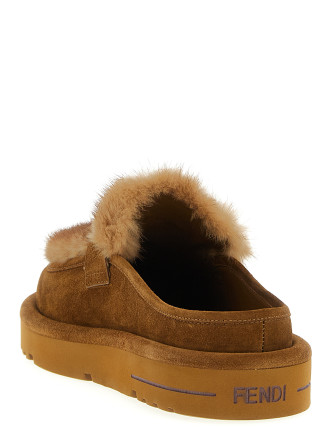 Suede and fur sabots #