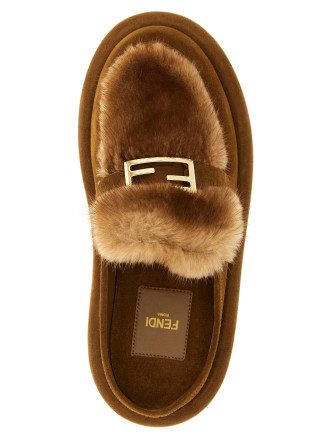 Suede and fur sabots #