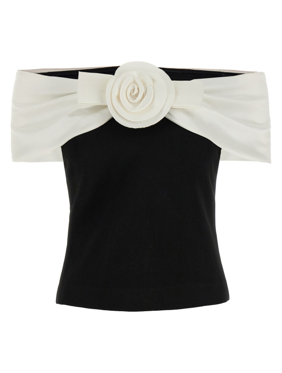 'Black Crêpe Flower' top #1