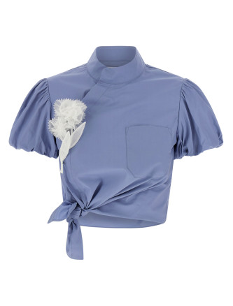 'Blue Cotton Tie Side' top