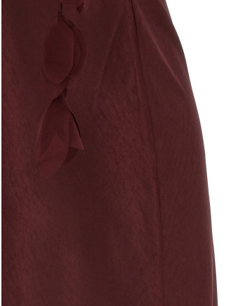 'Burgundy Satin Flower Midi' dress #