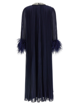 'Navy Chiffon Feather Midi' dress #