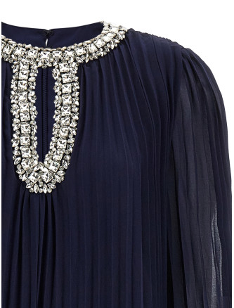 'Navy Chiffon Feather Midi' dress #