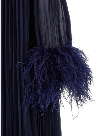 'Navy Chiffon Feather Midi' dress #