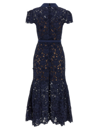 'Navy Guipure Lace Midi' dress #