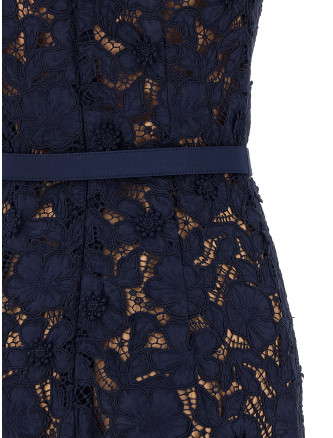 'Navy Guipure Lace Midi' dress #