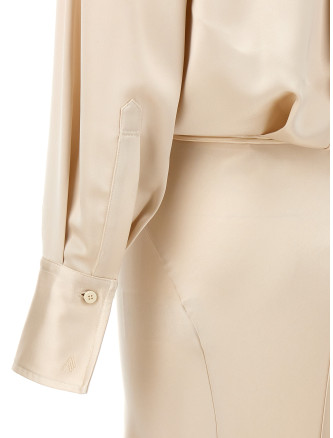 Long satin chemisier dress #