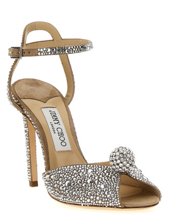 Босоножки на высоком каблуке JIMMY CHOO 'Sacora' (SACORA100PHZNUDECRYSTAL) #