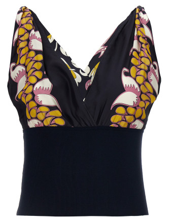 Printed silk top