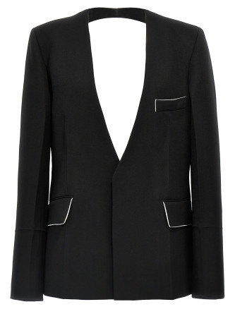 'Shrunken Collarless Open-Back' blazer