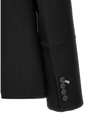 'Shrunken Collarless Open-Back' blazer #