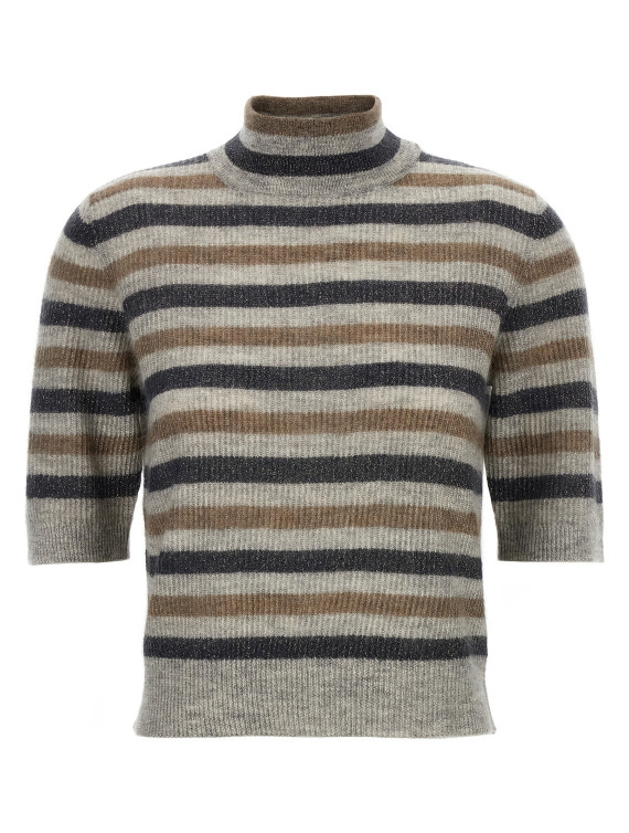 Свитер, кардиган BRUNELLO CUCINELLI Lurex wool cropped sweater (MBG236814PCLM03) #1