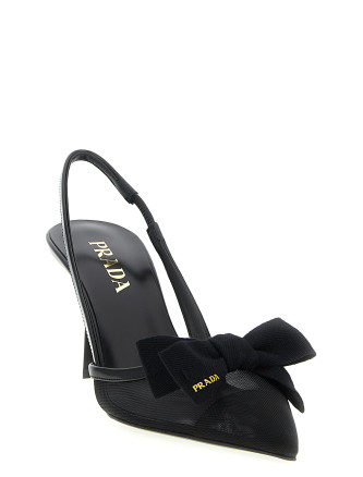 Mesh slingback with bow #