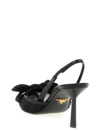 Mesh slingback with bow #