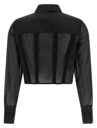 Logo embroidery maxi crop shirt #