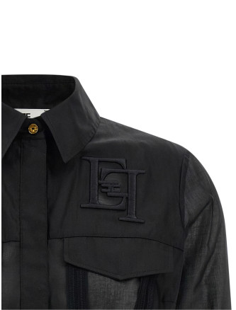 Logo embroidery maxi crop shirt #