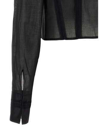 Logo embroidery maxi crop shirt #