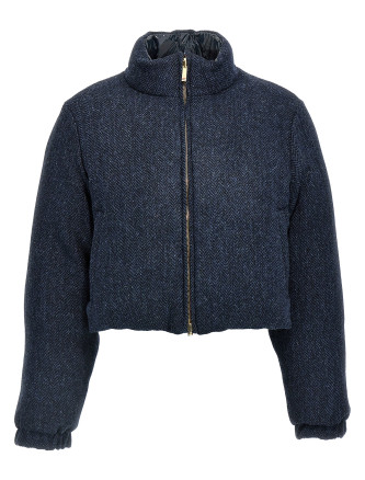 'Herringbone Harris Tweed' reversible down jacket