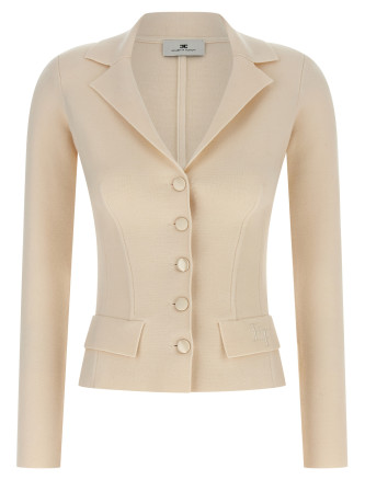 Пенжак, костюм ELISABETTA FRANCHI Fabric-stitch wool blazer